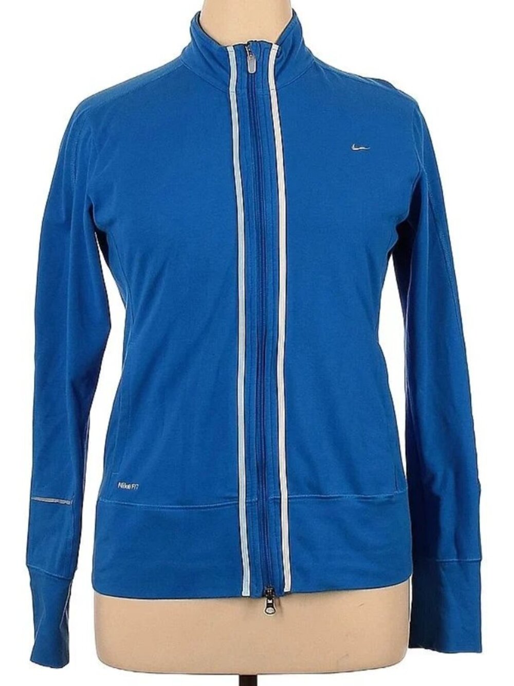 Nike XL Blue Track Jacket Fit Dry 16-18 Cotton Blend Zip Front Great Condition